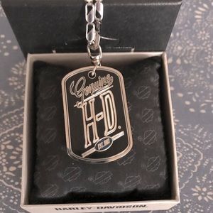 NWOT Harley-Davidson Genuine Blue 2” Dog Tag Pendant and Chain